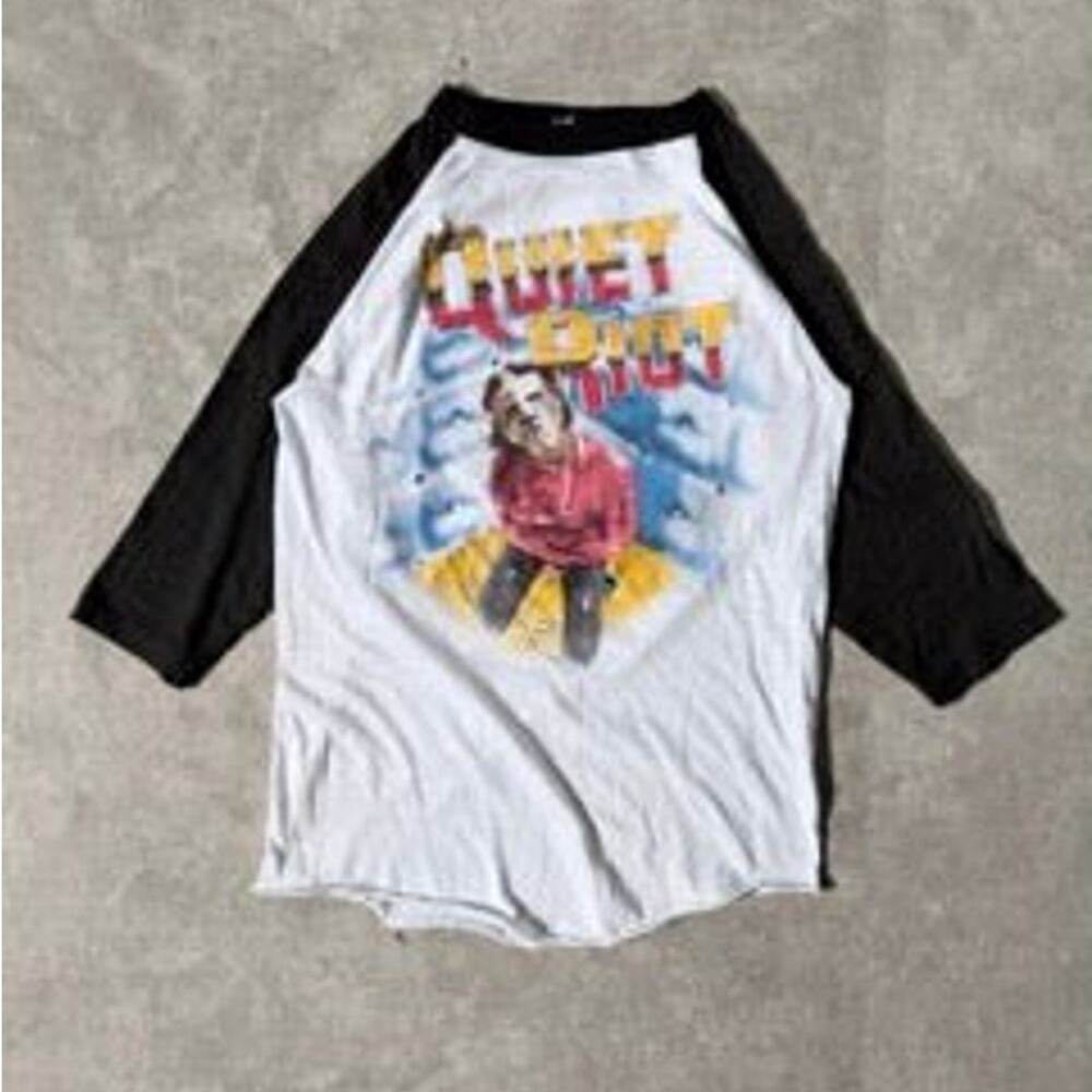 80s Vintage Quiet Riot 3/4 Sleeve White T-Shirt -M